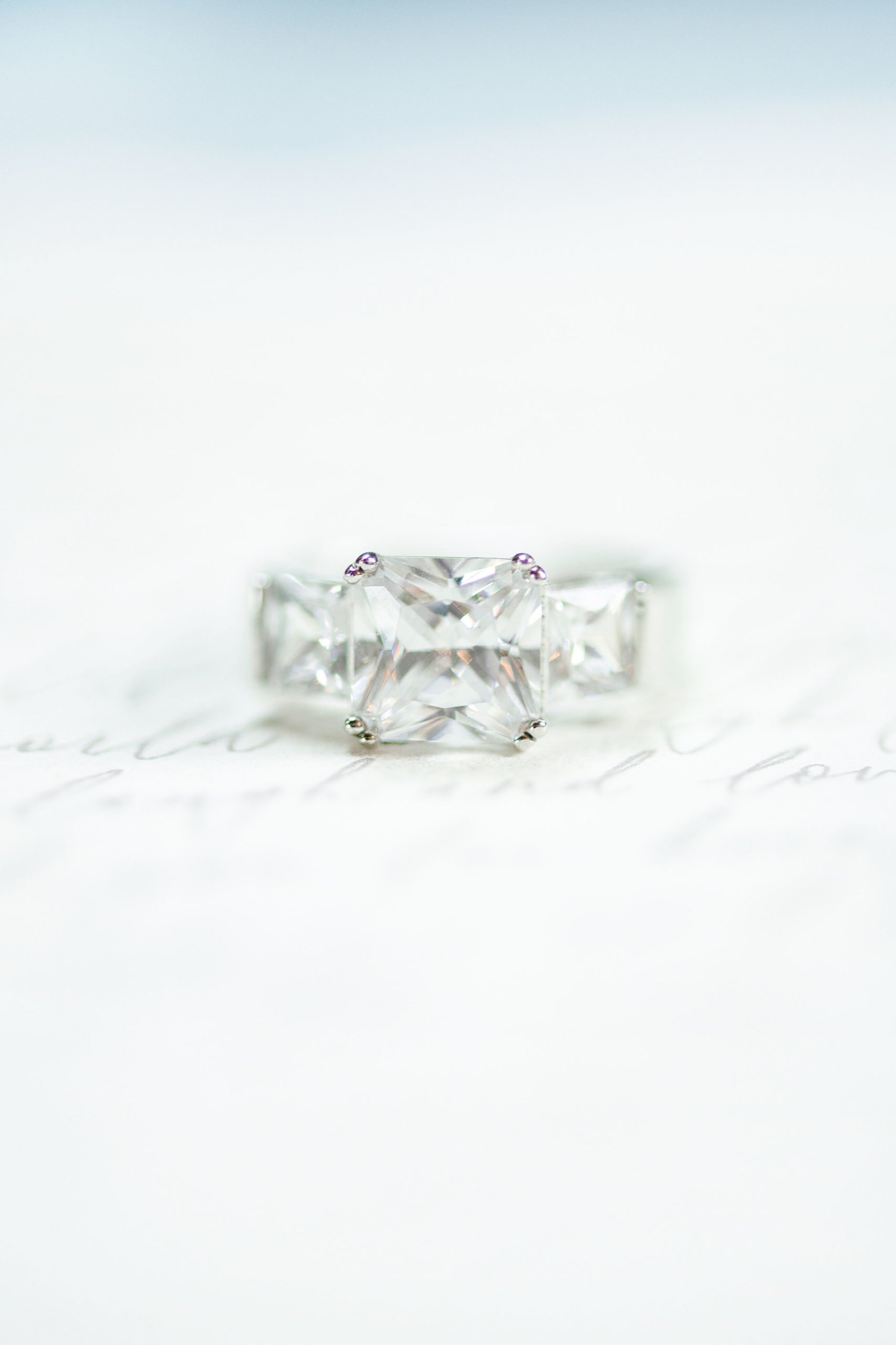 wedding ring-square cut diamond-two carat diamond-bridal details
